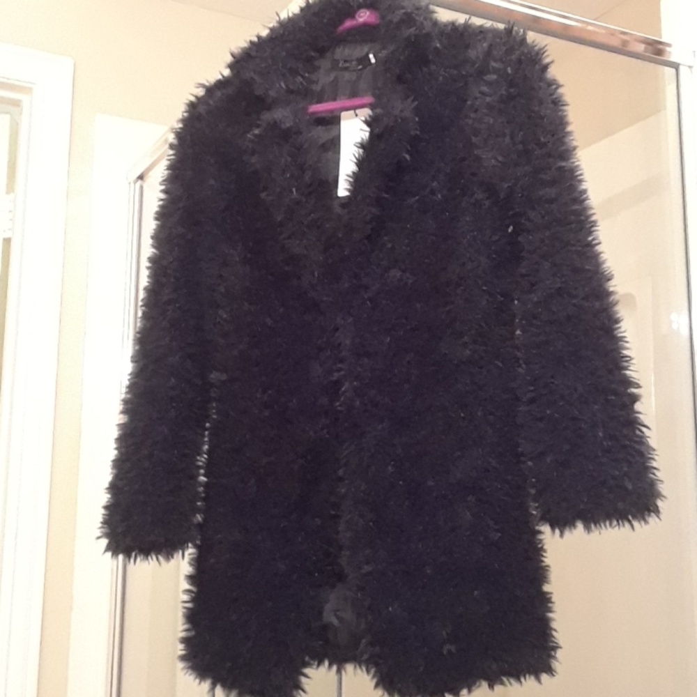 Faux fur Shag open front Jacket - Picture 4 of 8